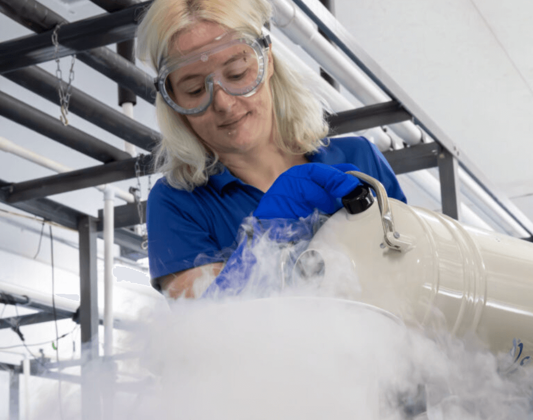 Dr. Dominique Gallery preserves seagrass samples.